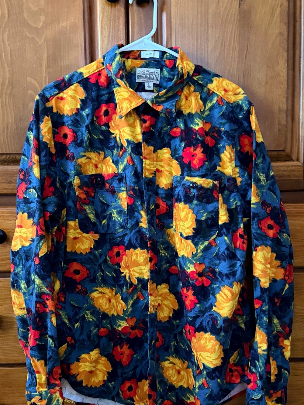 J. Crew Floral Button-Down Shirt in Navy, Yellow & Red